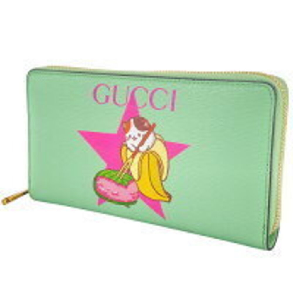 GUCCI Bananya collaboration zip around wallet round Long green